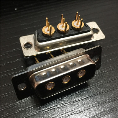 直插3W3母座信号同轴D-SUB连接器 3芯母座射频同轴D-SUB连接器