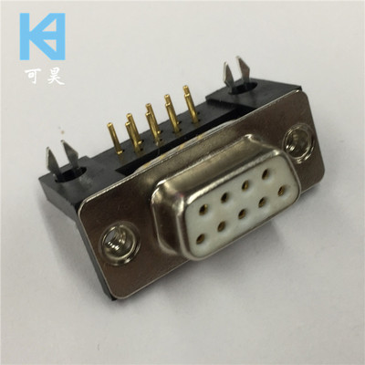 串口DR9芯母座 弯脚车针DB9pin母头 RS232矩形D-SUB连接器