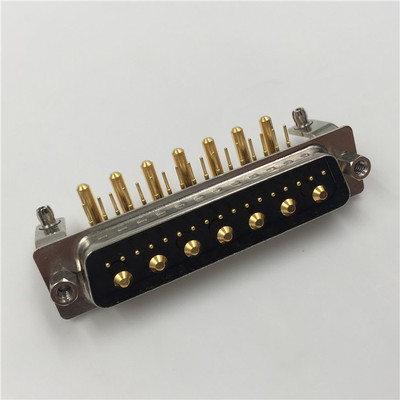 大电流D-SUB弯脚公座24W7连接器 工业D-SUB弯脚带支架17+7连接器
