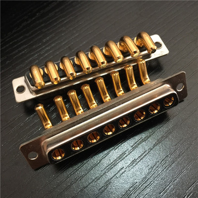 混合大电流D-SUB连接器8芯母座 混装大电源D-SUB连接器弯脚8W8座
