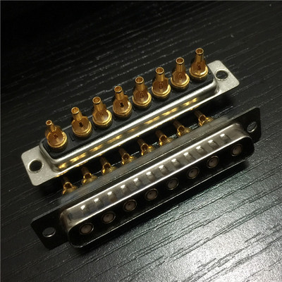 同轴信号连接器 D-SUB接插件 8W8焊线射频公头 环保镀金8芯插头