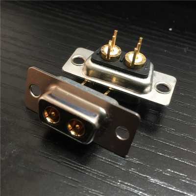 同轴信号2芯矩形D-SUB连接器 混装2W2直插焊板50欧姆母座接插件