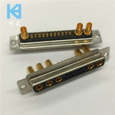 大电流连接器焊线式25W3母头 车针D-SUB线端22+3芯插头