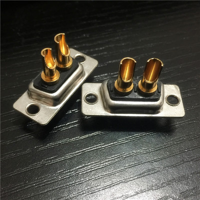 大电流电源焊线2芯母头插头 D-SUB大电流40A电源焊线2W2母头插头