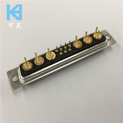 信号D-SUB连接器7+6直插公座 同轴D-SUB连接器180度直插13W6公座