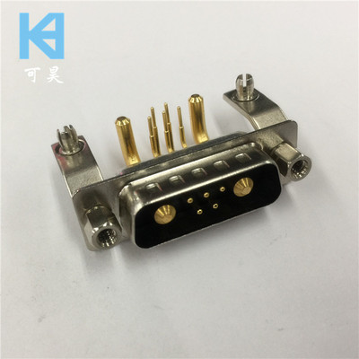混装D-SUB大电流7W2弯脚公座 混合大电流D-SUB连接器5+2弯脚公座