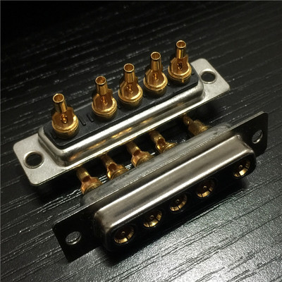 混合同轴信号电流5W5焊线母头 混装D-SUB射频5芯焊线式母头连接器