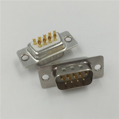 车针焊线式DB9公头D-SUB连接器 镀金RS232接口焊线式DB9PIN公头 keho01M5-09M-0A1W