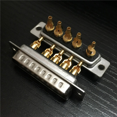 大电流射频焊线5W5公头连接器 同轴信号焊线式5W5公针接插件