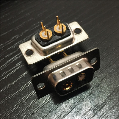 D-SUB混装射频同轴信号2芯公头插座 可昊射频同轴信号2芯公头插座