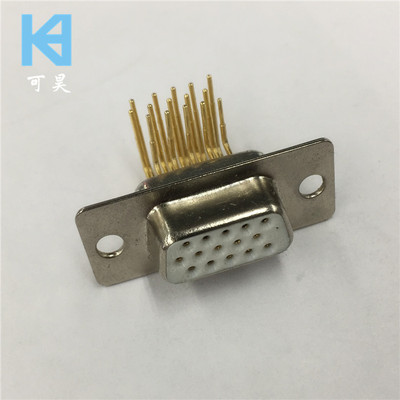 实芯针D-SUB连接器HDR15PIN母座 镀金D-SUB连接器弯脚HDB15P母座