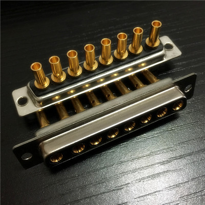压接式8W8母头大电流D-SUB连接器 冷压式8芯母头大电源D-SUB插头