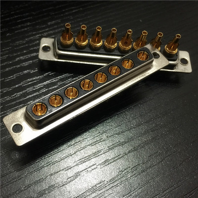 混装同轴180度焊线式8W8母头 混装射频D-SUB焊线式8芯母头连接器