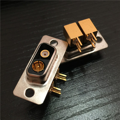 S1W8-2V2F-0A31弯角射频同轴焊板母座 D-SUB信号同轴2芯2V2插座