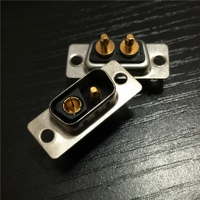 军工镀金D-SUB大电流连接器2V2直插焊板公头插座 可铆鱼叉锁螺丝