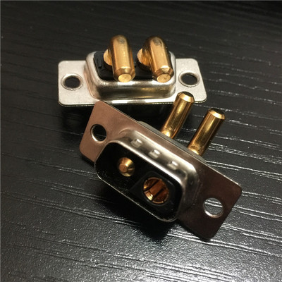 可昊品牌黑色镀金混装D-SUB连接器弯角焊板大电流2芯公头插座