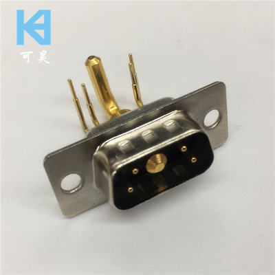 混装D-SUB连接器弯脚5W1公座 大电流矩形连接器90度焊板4+1芯公头