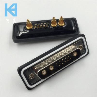 混装防水同轴D-SUB13W3连接器 焊线防水信号D型10针+3针公头