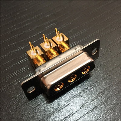 同轴射频弯脚公端3芯母座 优质D-SUB混装50欧姆3W3母座同轴连接器