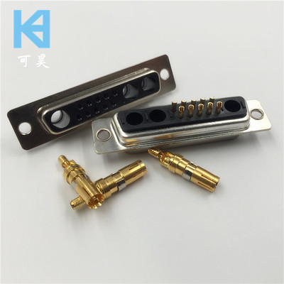 车针同轴信号D-SUB13W3连接器 纯铜实芯针射频信号D型10+3芯母头