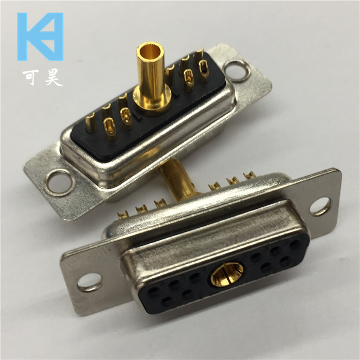 纯铜大电流D-SUB连接器11W1母头 混合大电源矩形接插件10+1芯母头