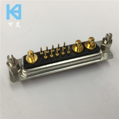 现货可昊混装大电流D-SUB连接器铆鱼叉锁螺丝直插车针13W3母头座