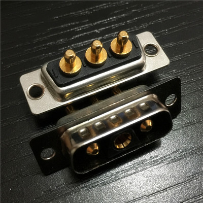直插180度大电流焊板D-SUB连接器 40A大电流D-SUB混装3芯公座