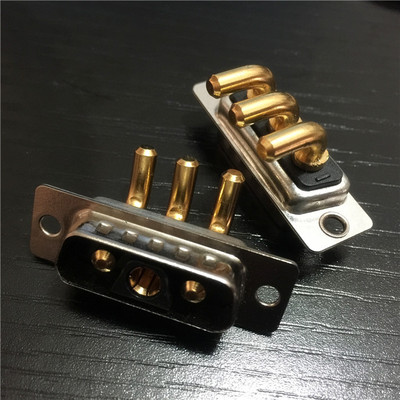 工业D-SUB大电流3芯弯脚焊板连接器 D-SUB大电流3V3弯脚连接器