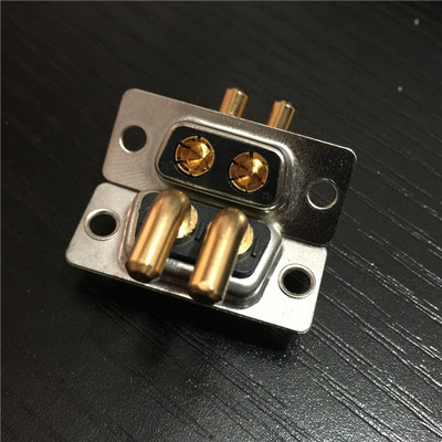D-SUB大电流2W2弯脚90度焊板母座 混合大电流2芯弯脚90度焊板母座