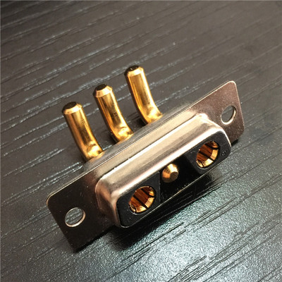 3芯混装大电流D-SUB连接器 工业车针镀金3V3弯脚焊板母头2母1公针