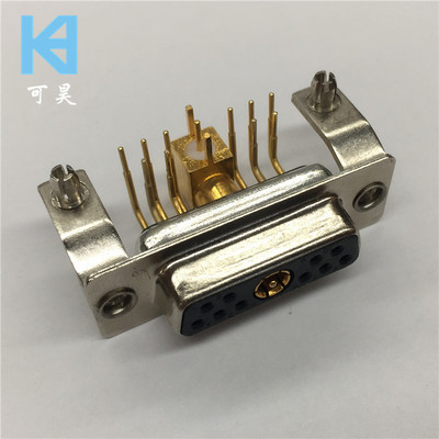 同轴D-SUB连接器弯脚11W1母座 射频信号D-SUB连接器弯脚10+1母座