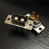 射频同轴焊线插头 D-SUB混装同轴连接器 镀金2芯公头