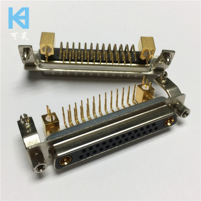 车针射频27W2带支架母座 实芯针混装信号D-SUB连接器25+2芯母座