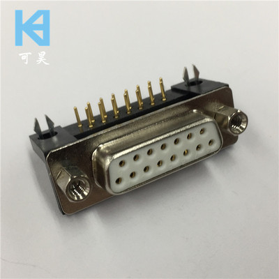车针D-SUB弯脚带支架2排15PIN母座可昊电子连接器